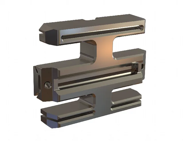 3D CAD render of a knee 4-in-1 cut block with guide slots